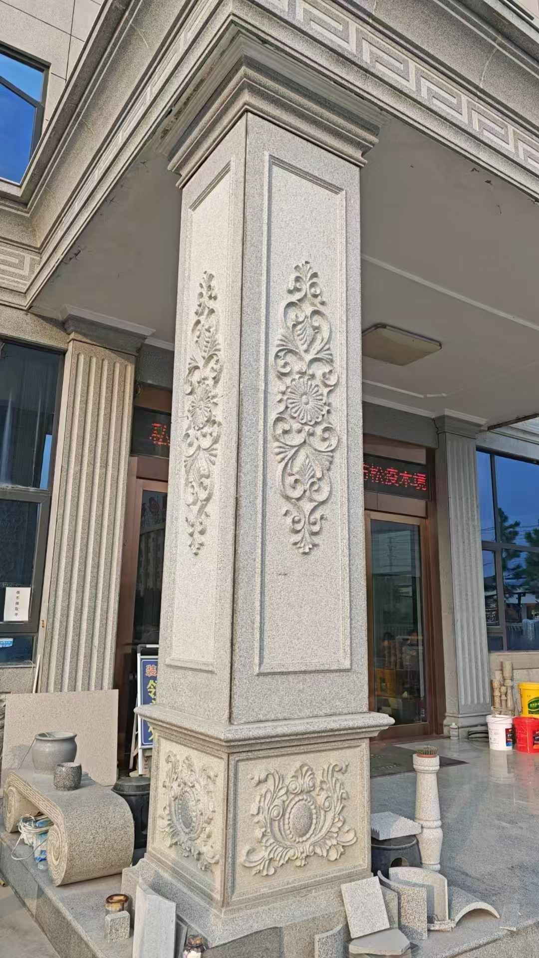 亳州芝麻白别墅雕刻柱子  黄金麻